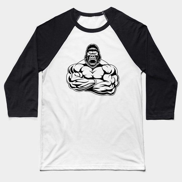 Anthropomorphic gorilla bodybuilder. Baseball T-Shirt by STARSsoft